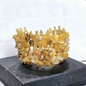 Citrine and Quartz Gemstone Toggle Bracelet